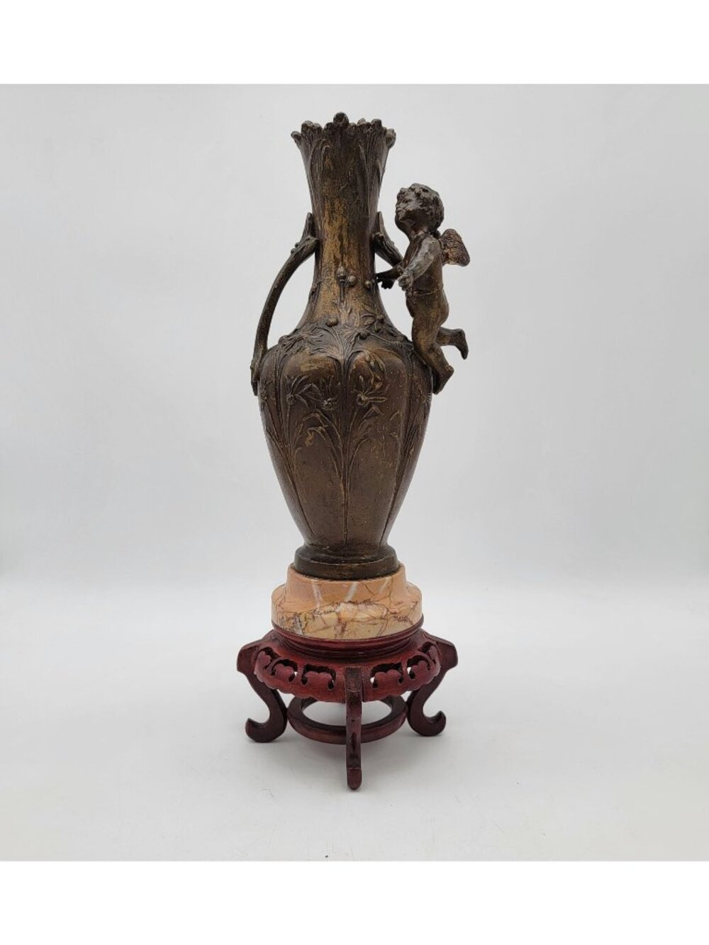 19th Century French Metal Cupid Vase